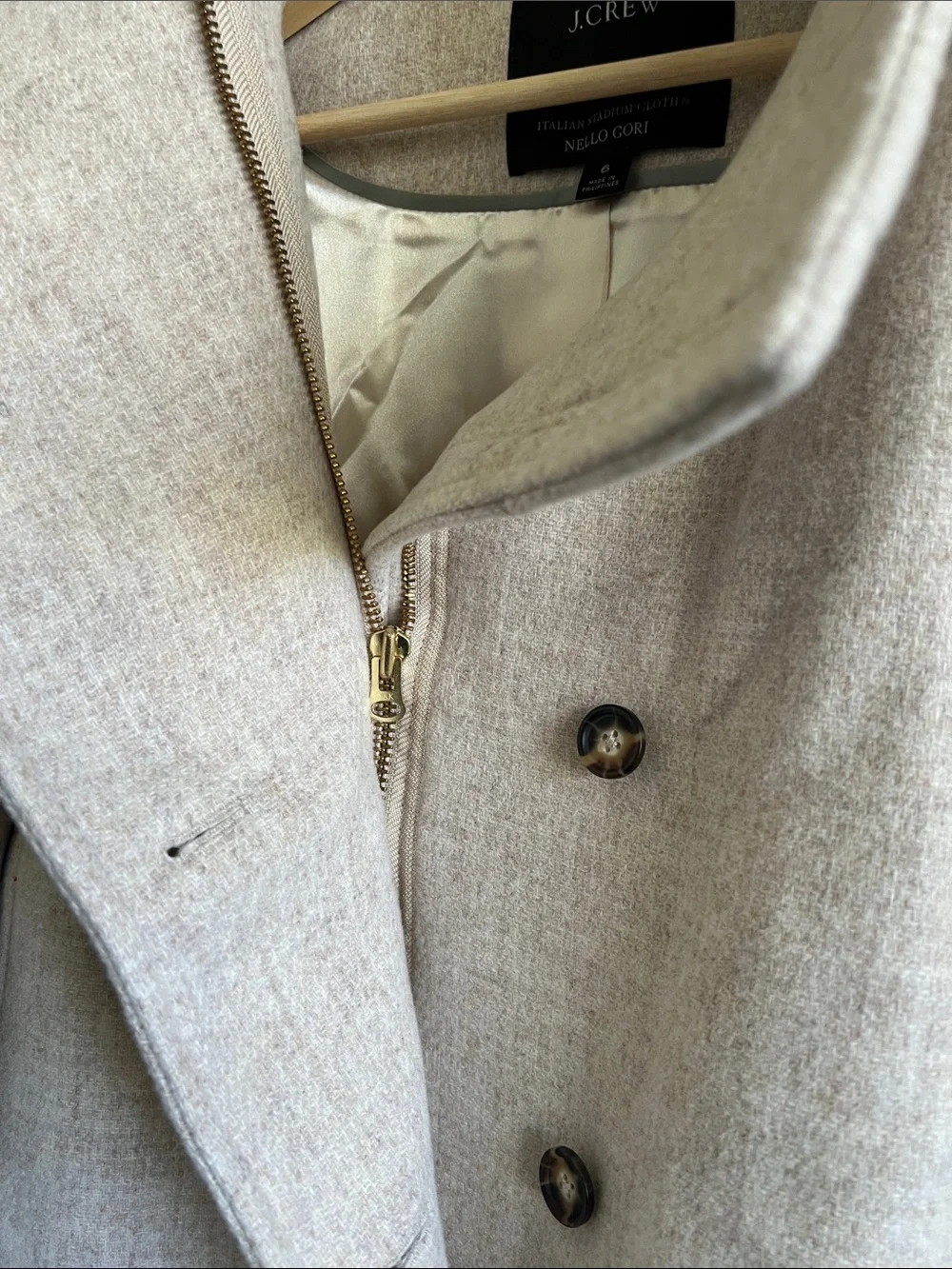 J. Crew Women's Light Cream Wool Pea Coat - Picture 3 of 5